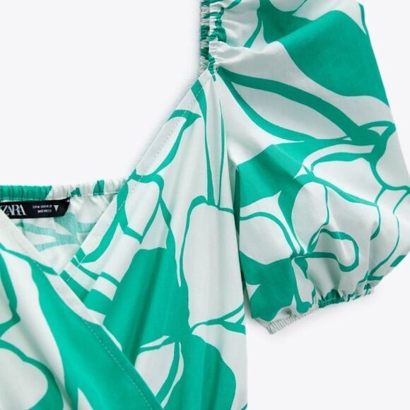 Zara printed poplin dress with balloon sleeves NWT - Picture 9 of 13